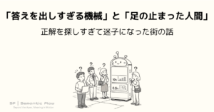 「答えを出しすぎる機械」と「足の止まった人間」：正解を探しすぎて迷子になった街の話