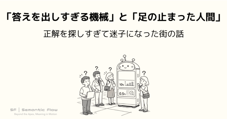 「答えを出しすぎる機械」と「足の止まった人間」：正解を探しすぎて迷子になった街の話